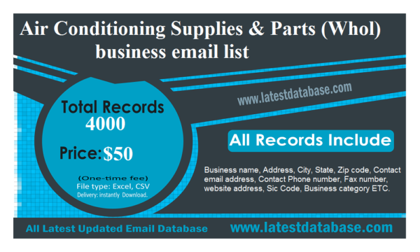 Air Conditioning Supplies & Parts (Whol) Email Marketing Data