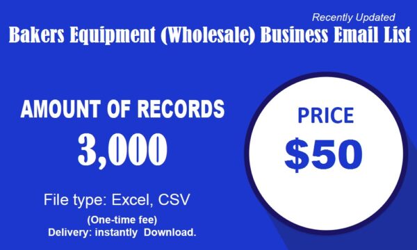 Bakers Equipment (Wholesale) Email Marketing Data