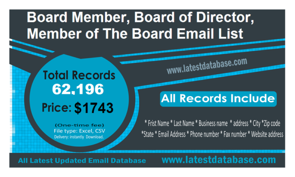 Board Member, Board of Director, Member of The Board Email Marketing Data