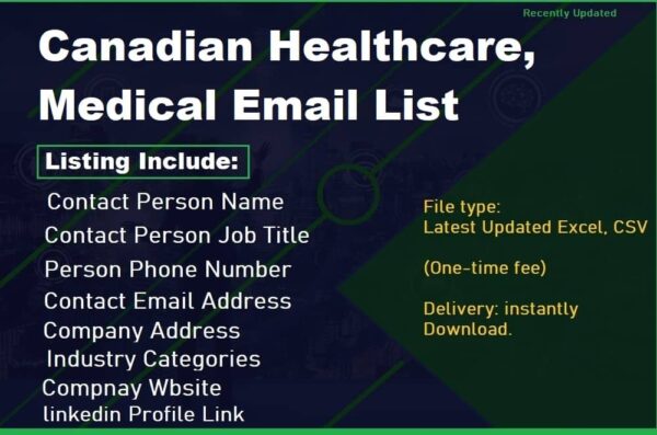 Canadian Healthcare, Medical Email Marketing Data