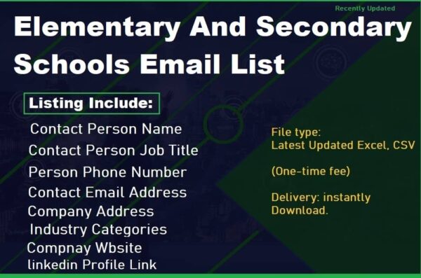 Elementary And Secondary Schools Email Marketing Data