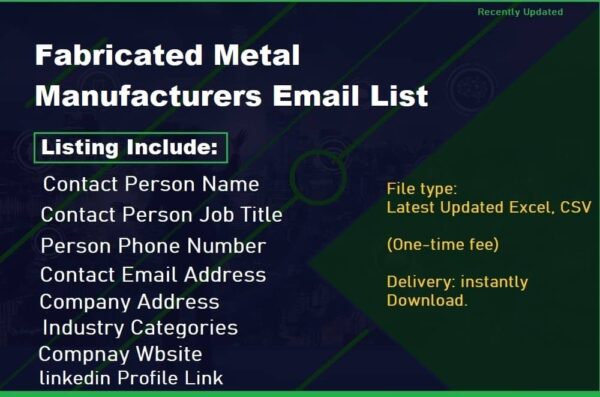 Fabricated Metal Manufacturers Email Marketing Data