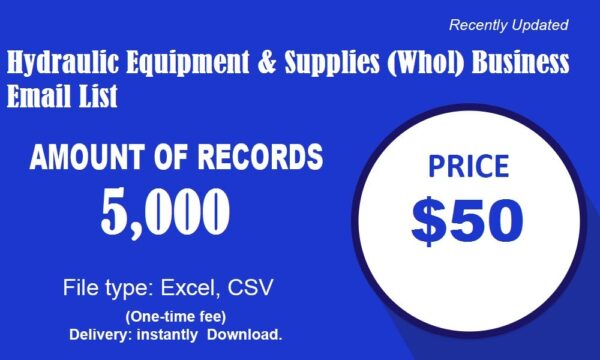 Hydraulic Equipment & Supplies (Whol) Email Marketing Data