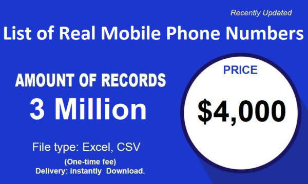 List of Real Mobile Phone Marketing Datas 3 Million