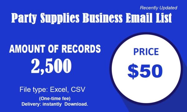 Party Supplies Email Marketing Data