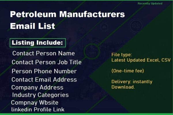 Petroleum Manufacturers Email Marketing Data