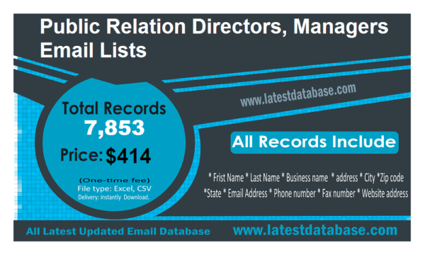 Public Relation Directors Managers Email Marketing Datas