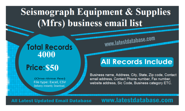 Seismograph Equipment & Supplies (Mfrs) Email Marketing Data