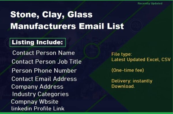 Stone, Clay, Glass Manufacturers Email Marketing Data