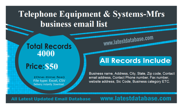 Telephone Equipment & Systems-Mfrs Email Marketing Data