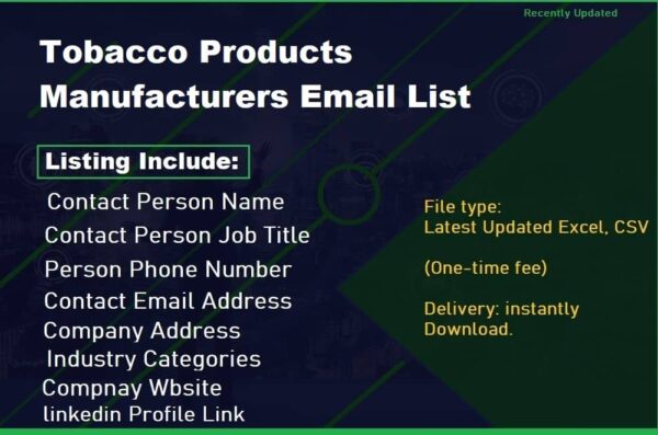 Tobacco Products Manufacturers Email Marketing Data